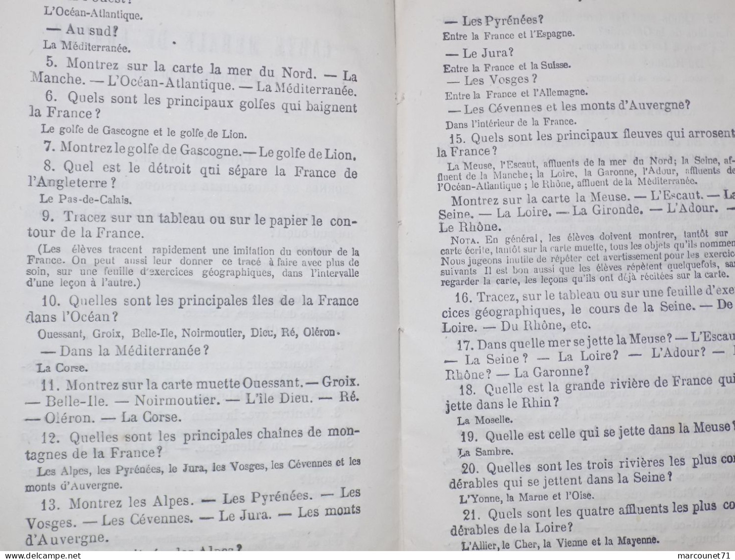 ANCIEN LIVRET 1876 CARTES MURALES ACHILLE MEISSAS ET MICHELOT QUESTIONNAIRE DE LA FRANCE BELGIQUE ET SUISSE HACHETTE - Maps/Atlas