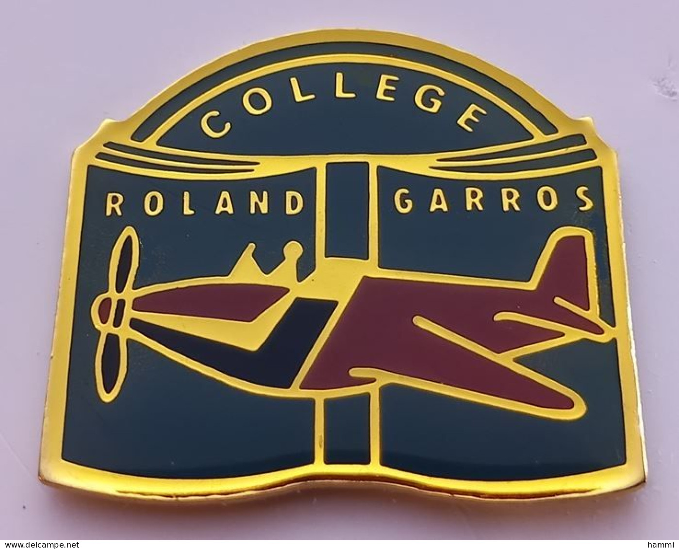 AB304 Pin's Avion école Collège Roland Garros Nice Villeneuve ST Saint Germain Les Arpajon Essonne Achat Immédiat - Avions