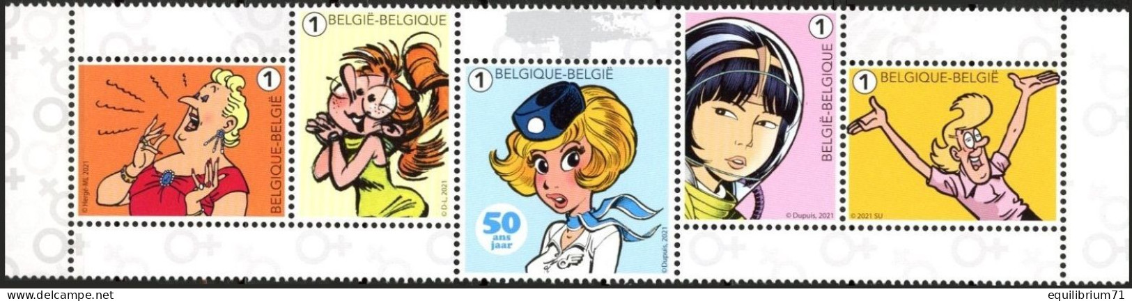 4986/4990** - Bianca Castafiore - M'oiselle Jeanne - Natacha - Yoko Tsuno - Tante Sidonie - Découpe / Snijding - Bpost - Philabédés (fumetti)