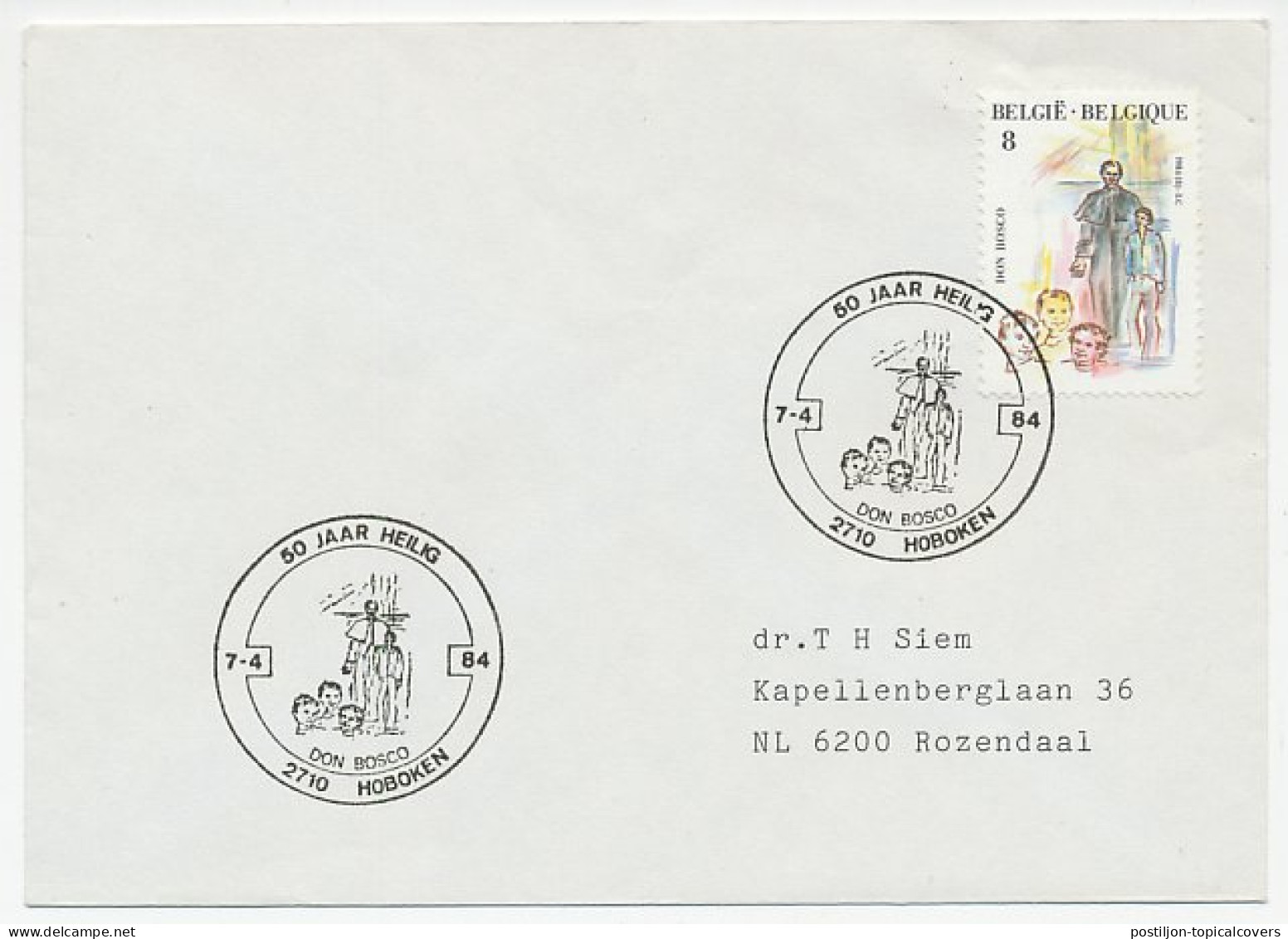 Cover / Postmark Belgium 1984 Don Bosco - Autres & Non Classés