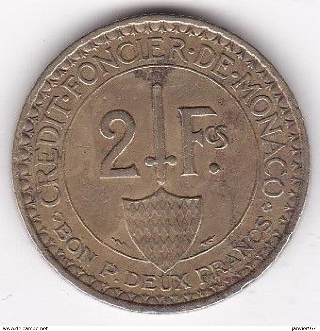 Monaco. Bon Pour 2 Francs 1926 Poissy. LOUIS II. Bronze-aluminium - 1922-1949 Louis II