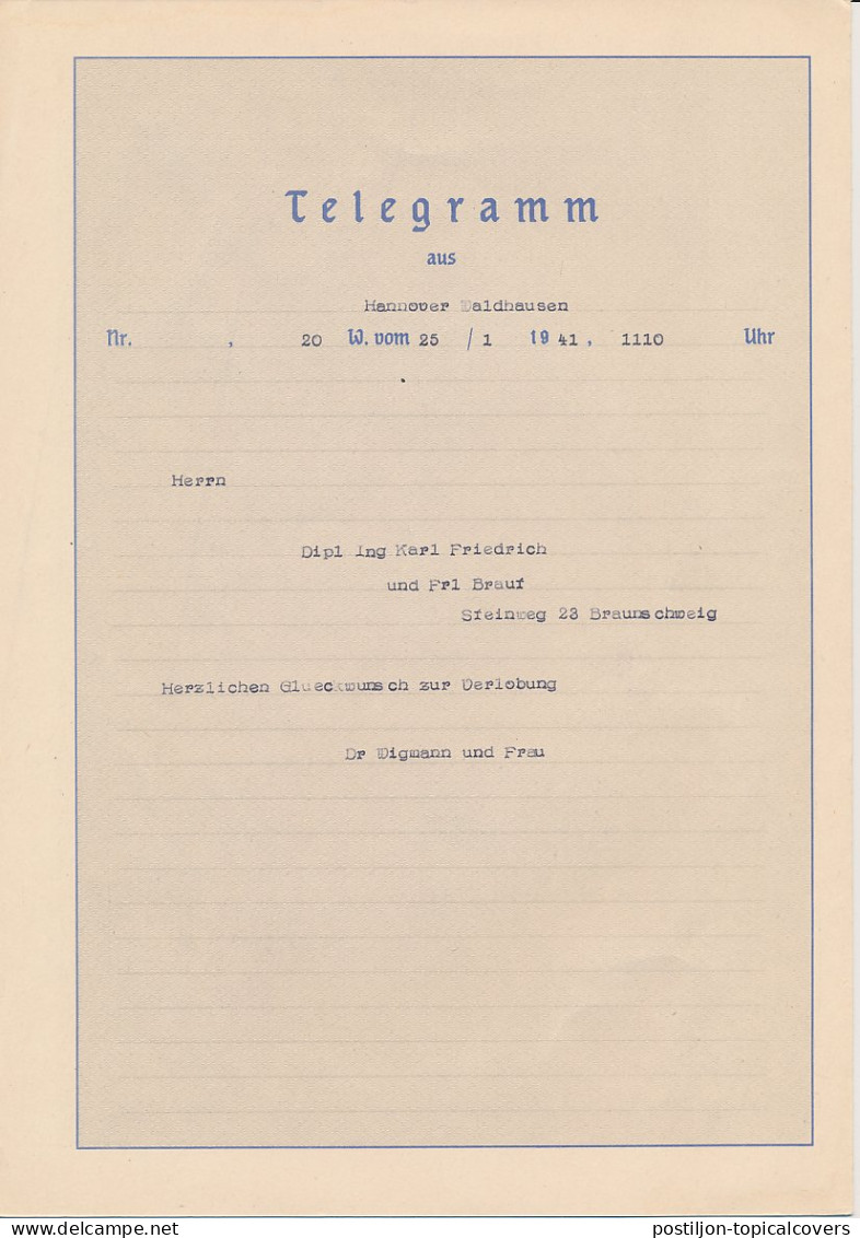 Telegram Germany 1941 - Schmuckblatt Telegramme Mountains - Alpine Meadow - Flowers - Edelweiss - Andere & Zonder Classificatie