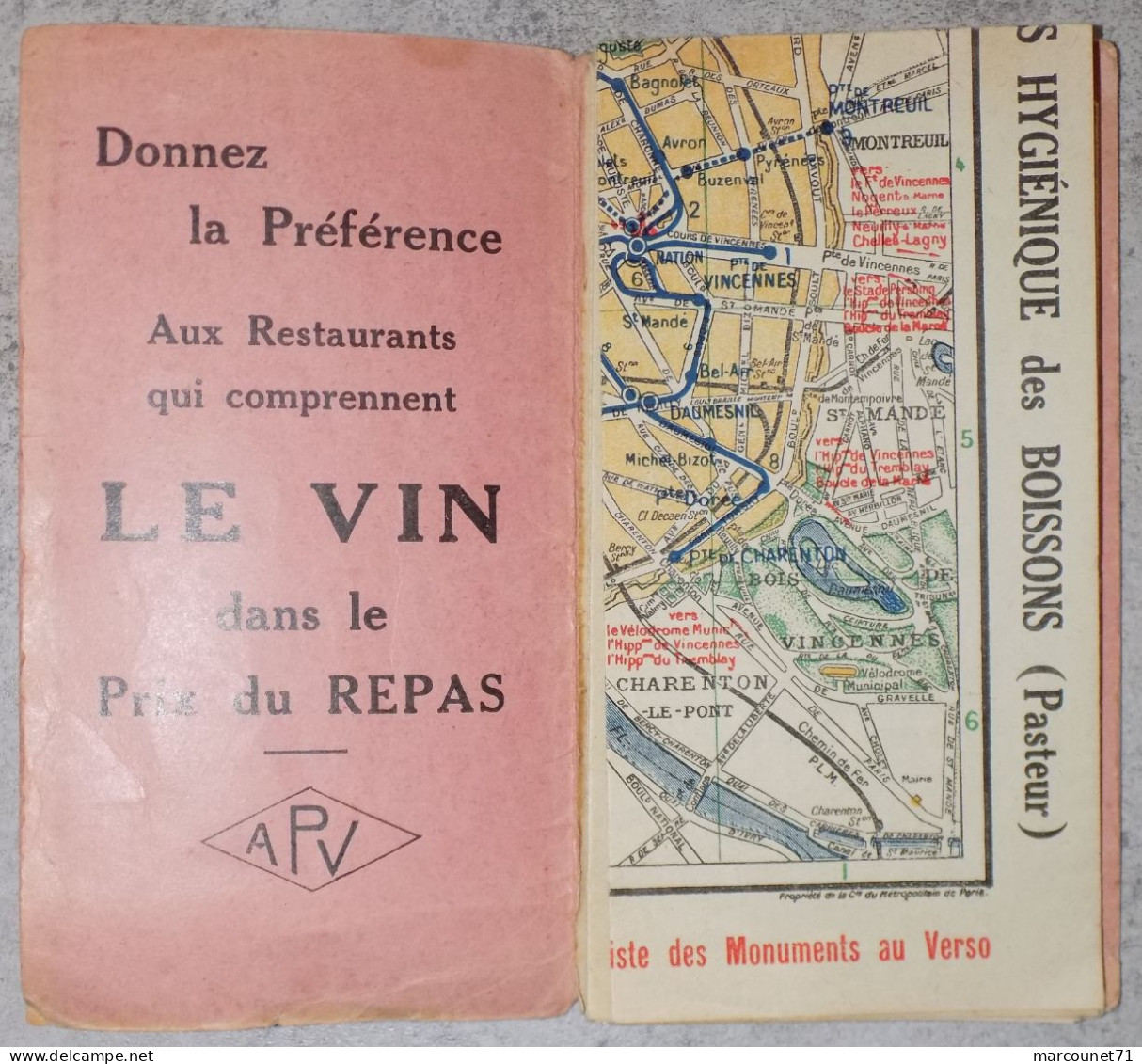 ANCIEN DOCUMENT PROMOTION POUR LE VIN PLAN OFFICIEL DU PETROPOLITAIN PARIS PASTEUR FIN XIX EME - Maps/Atlas