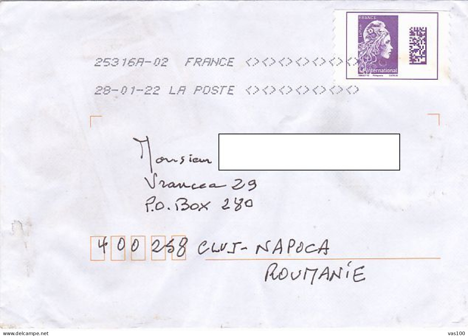 MARIANNE, QR CODE, STAMP ON COVER, 2022, FRANCE - Covers & Documents