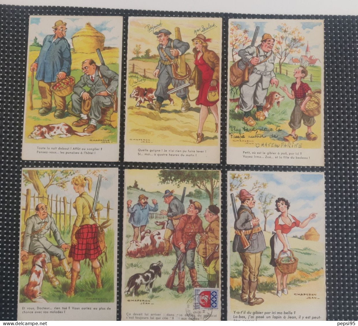 Jean CHAPERON - Lot De 6 Cartes Thème CHASSE - Chaperon, Jean