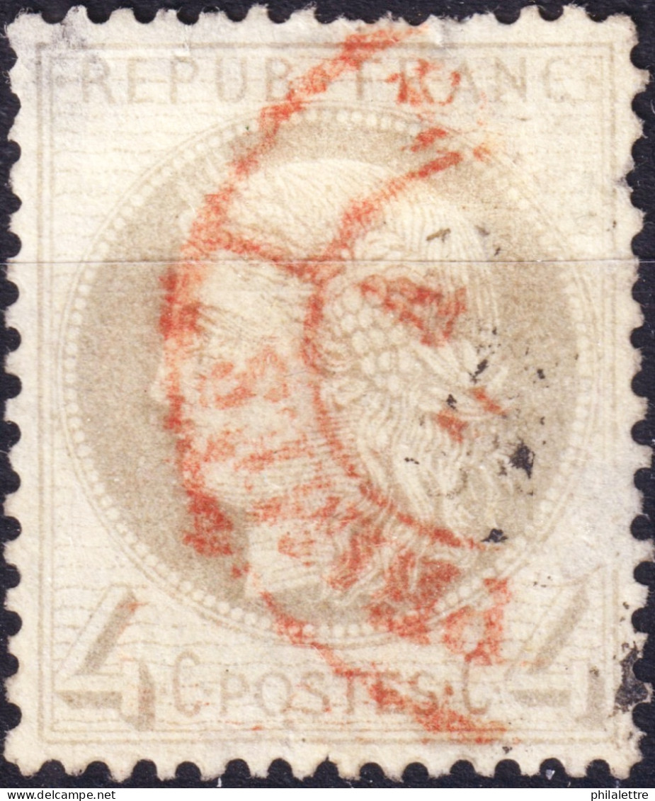 FRANCE - TàD Rouge Des Imprimés Sur Yv.52 4c Gris Cérès Dentelé - B (c.75€) - 1849-1876: Periodo Clásico