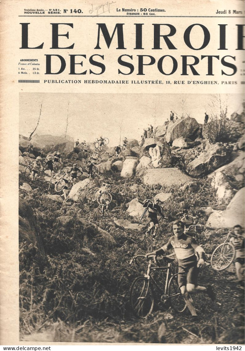 JEUX OLYMPIQUES 1924  - CHAMONIX - REVUE MIROIR DES SPORTS - 08-03-1923 - - Andere & Zonder Classificatie