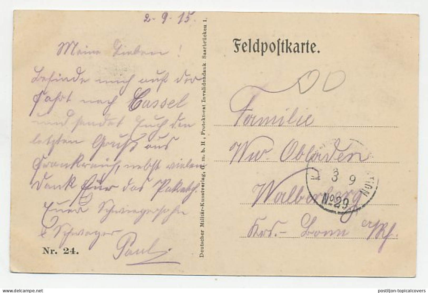 Fieldpost Postcard Germany / Belgium 1915 Fortress Fleron - Liege - WWI - WW1 (I Guerra Mundial)