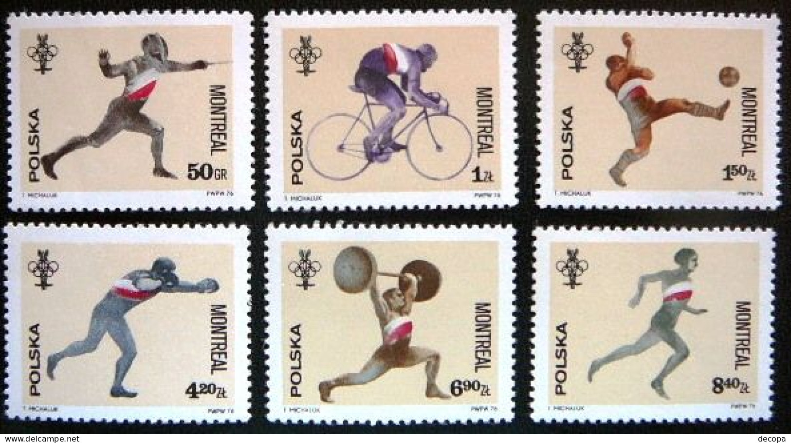 (dcos-323)   Poland  -  Pologne  -  Polen     Michel  2452-57     Yvert  2285-90    MNH     1976 - Sommer 1976: Montreal