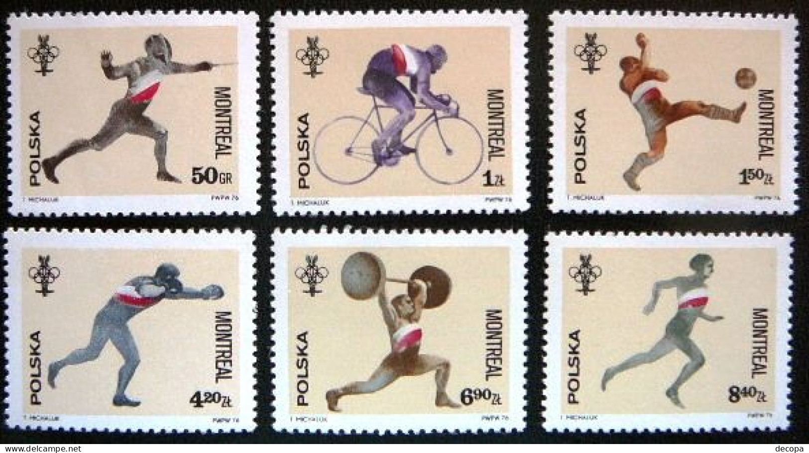 (dcos-323)   Poland  -  Pologne  -  Polen     Michel  2452-57     Yvert  2285-90    MNH     1976 - Unused Stamps