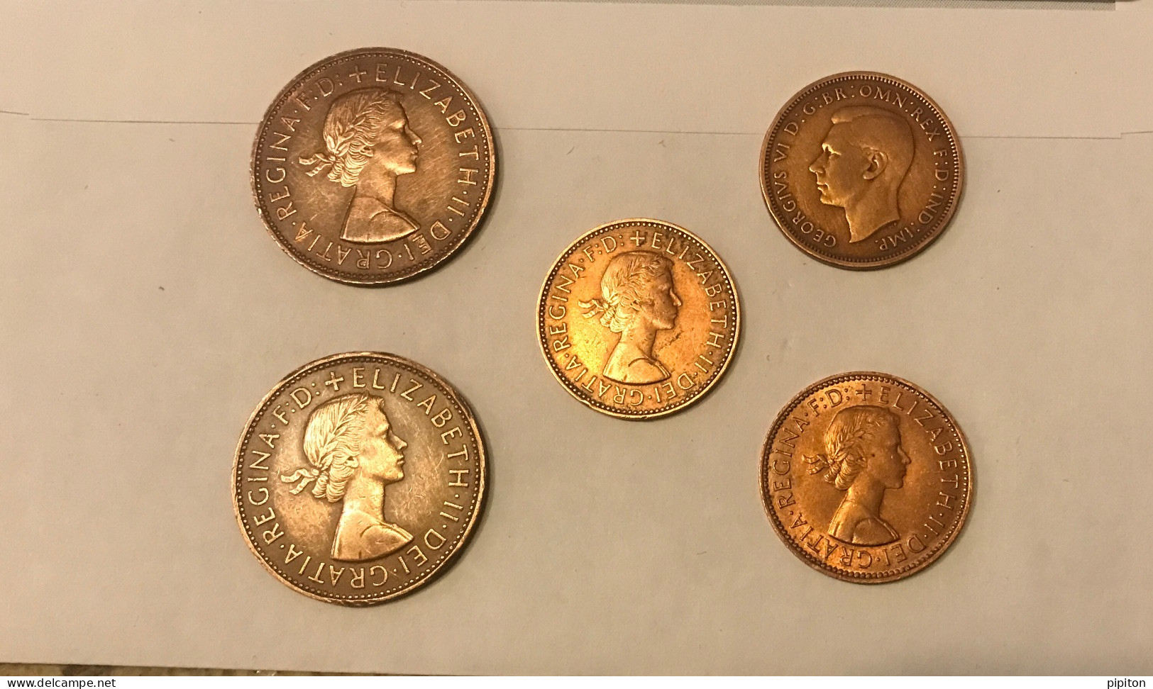 5 Pièces De Monnaie Grande Bretagne 1 Penny Et 1/2 Penny - Otros & Sin Clasificación