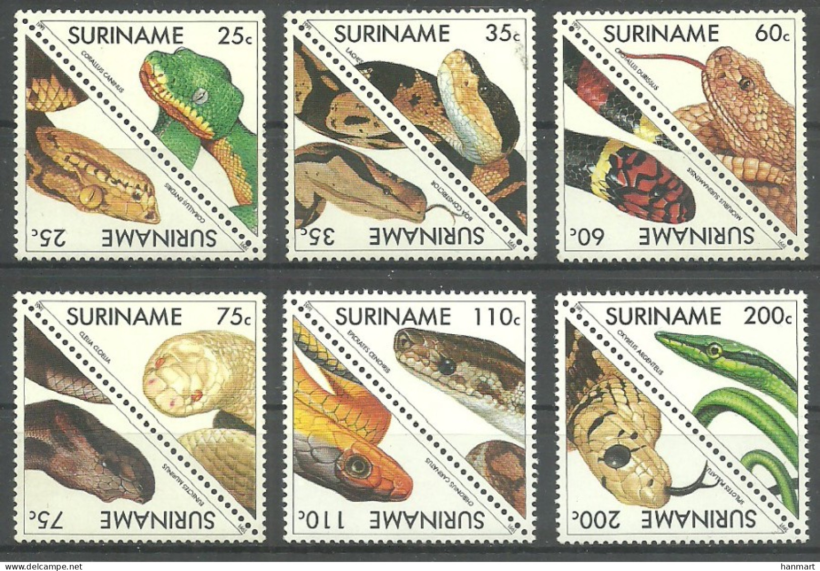 Suriname 1991 Mi 1379-1390 MNH  (ZS3 SRNpar1379-1390) - Serpientes