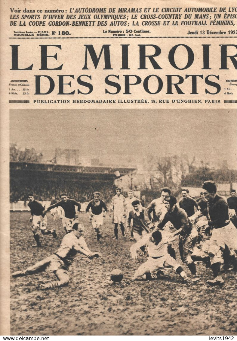 JEUX OLYMPIQUES 1924  - CHAMONIX - REVUE MIROIR DES SPORTS - 13-12-1923 - - Autres & Non Classés