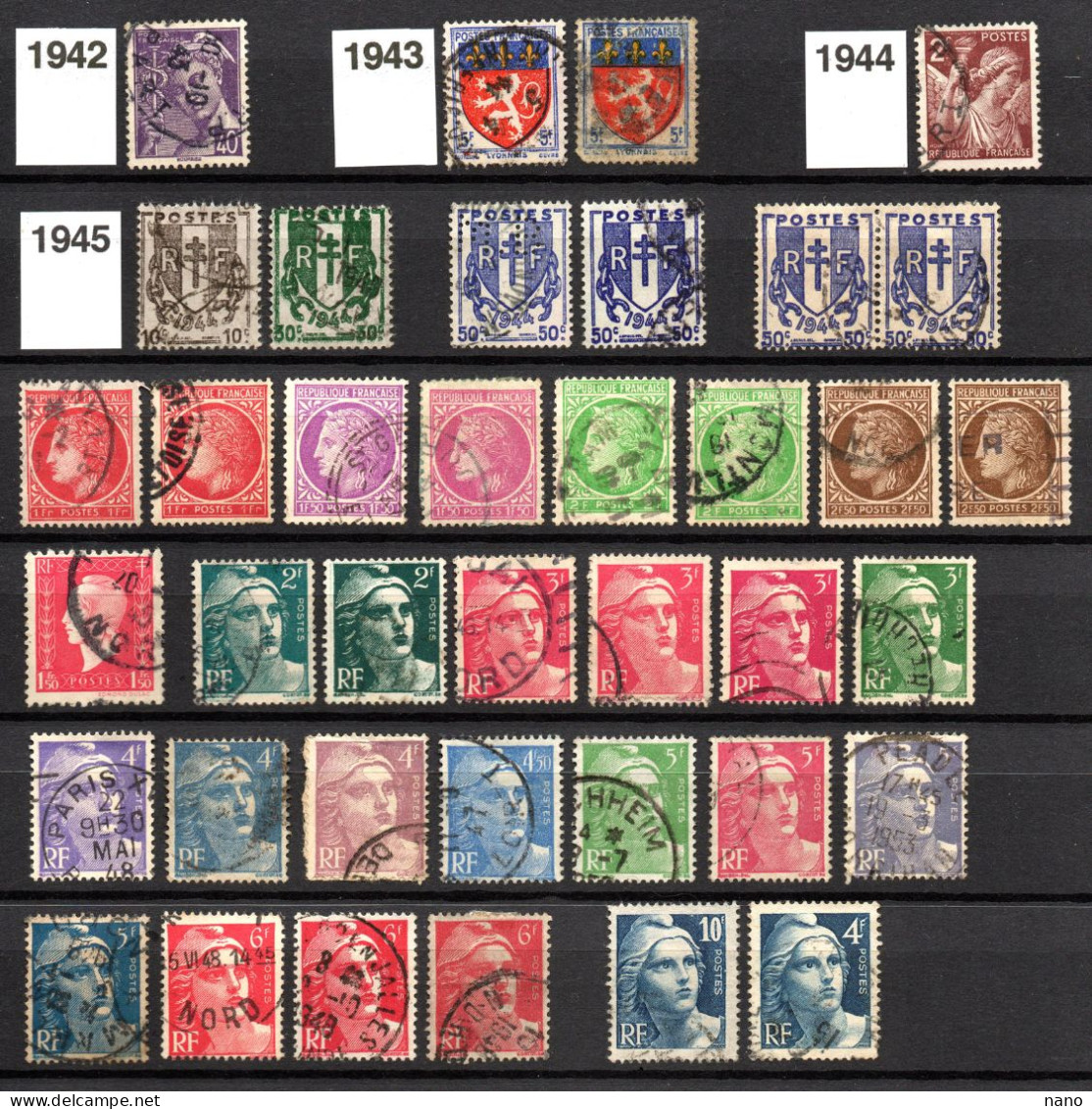 Années 1942 - 1943 - 1944 - 1945 - 38 Timbres - Oblitérés - Usati