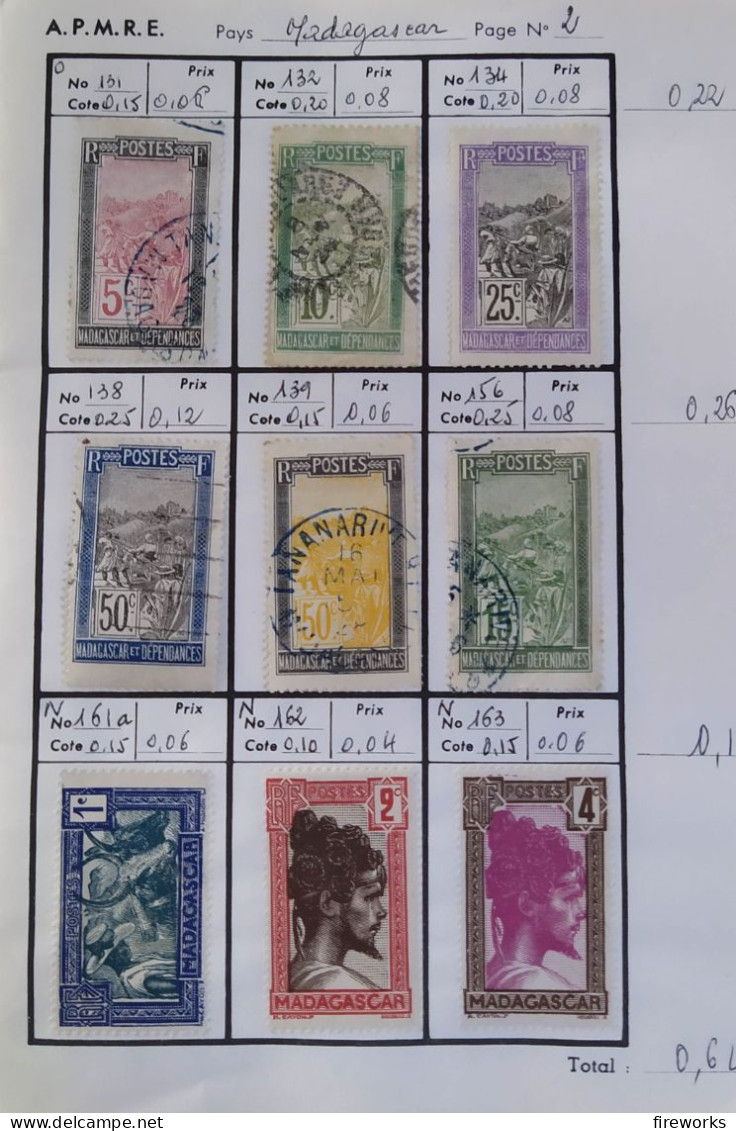 143 Timbres Colonies Françaises (Madagascar - Nelle Calédonie - Côte D'Ivoire - Niger) - Gebraucht