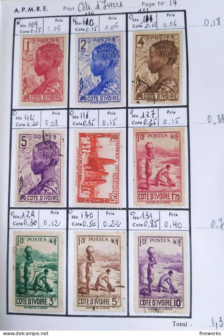 143 Timbres Colonies Françaises (Madagascar - Nelle Calédonie - Côte d'Ivoire - Niger)