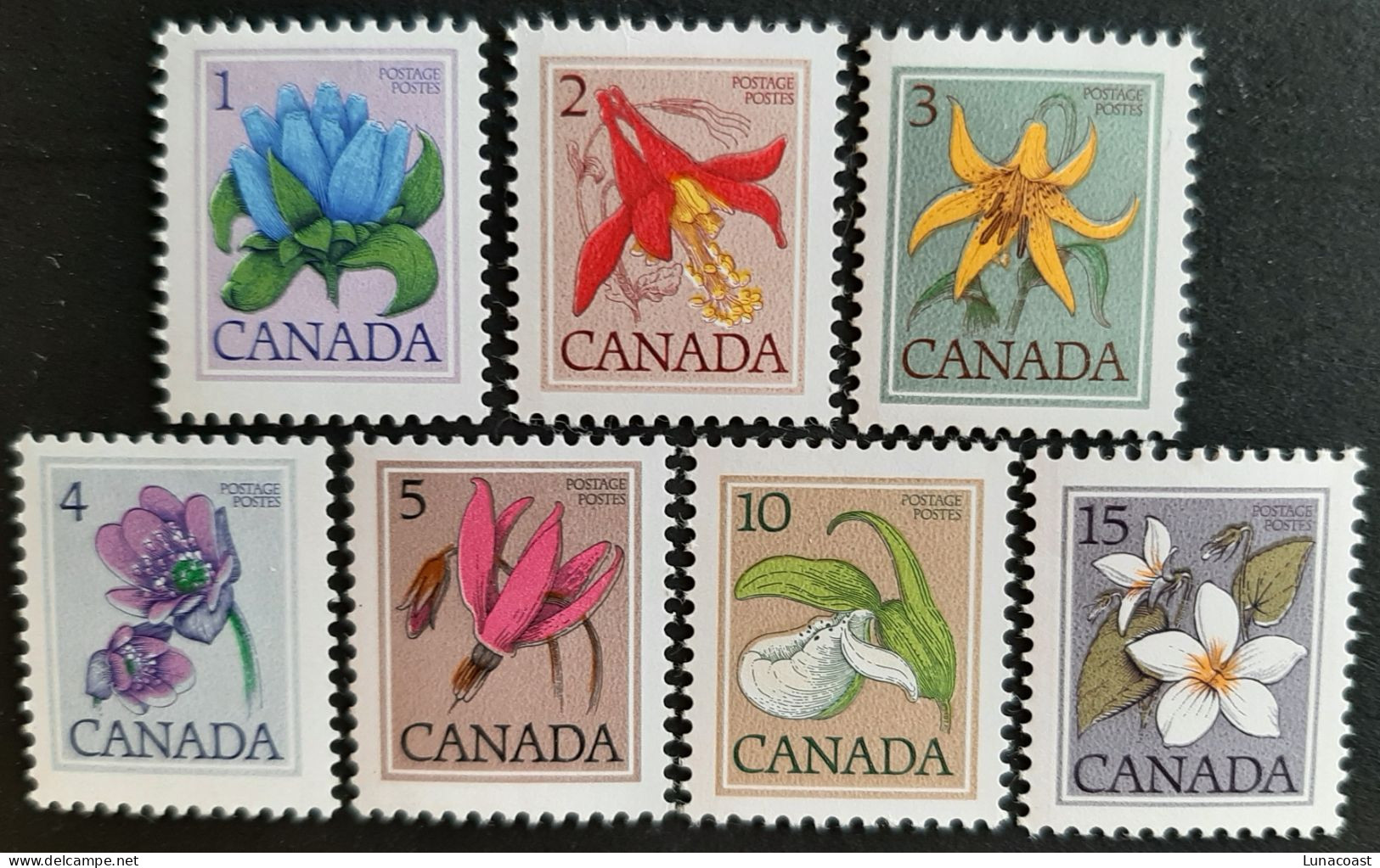 Canada 1979 MNH Sc.#781**-787**  1-15c  Floral Definitives, Perf. 13.0 X 13.3 - Neufs