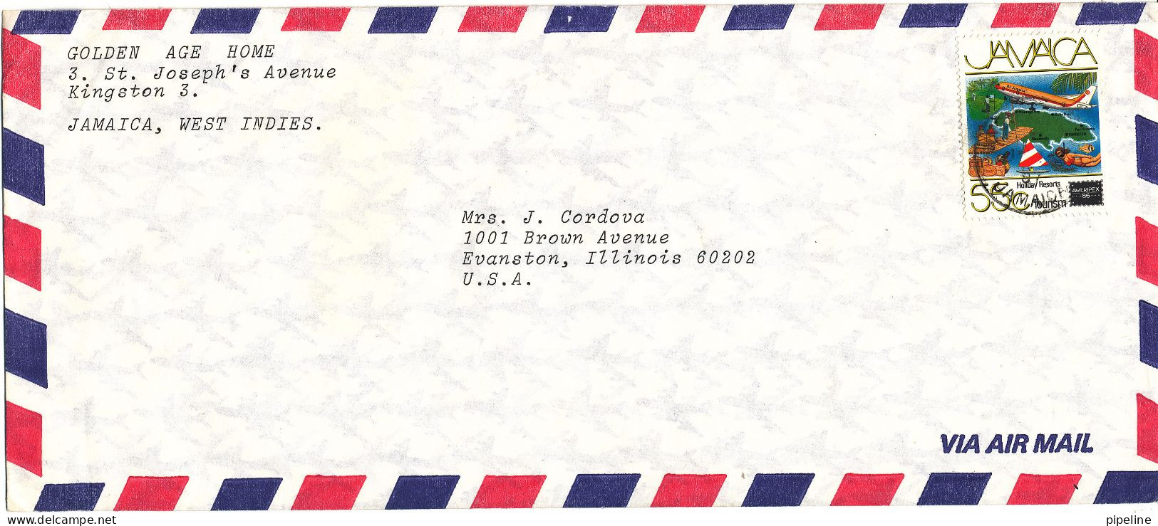 Jamaica Air Mail Cover Sent To USA 1987 Single Franked MAP Stamp - Jamaica (1962-...)