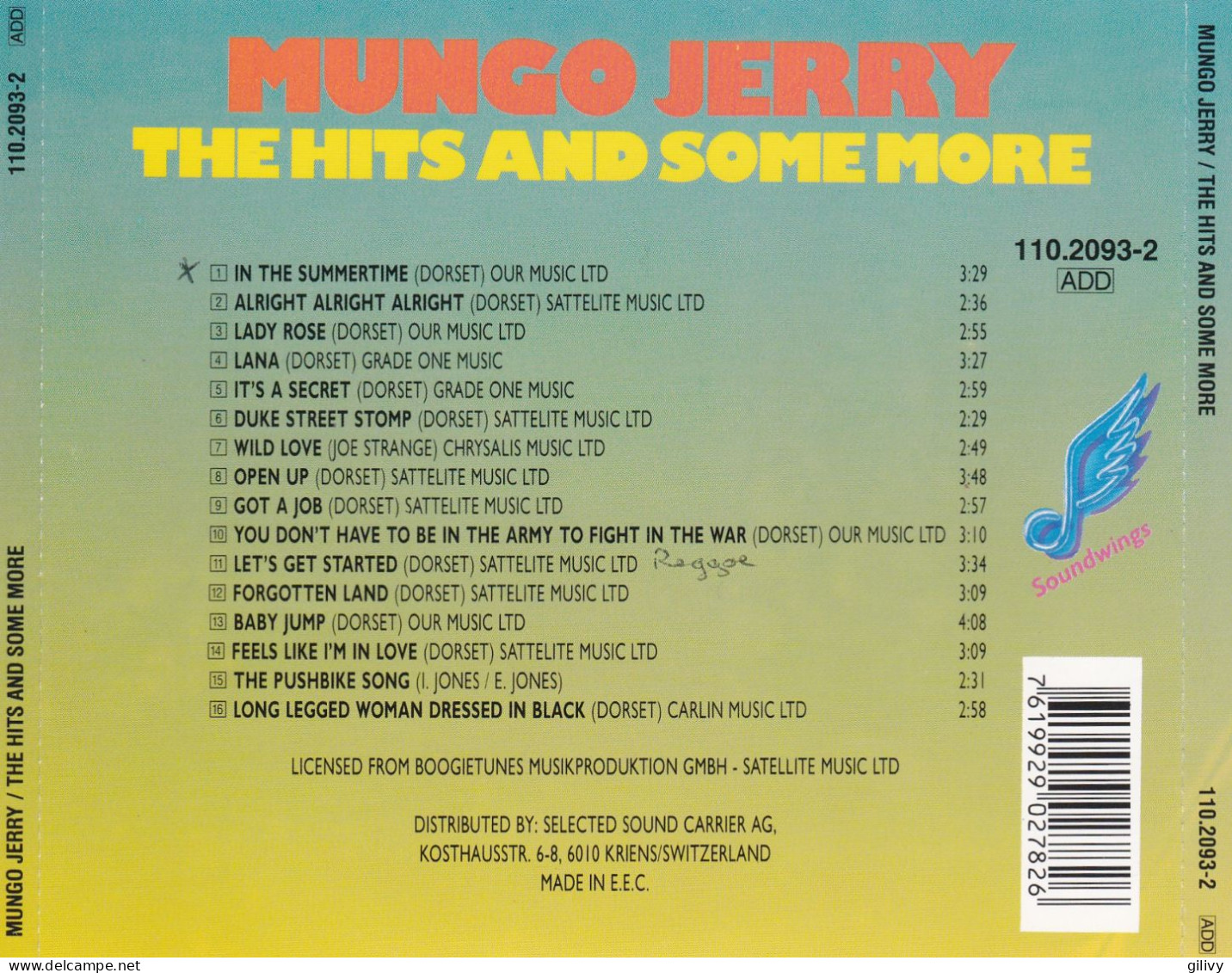 Album CD :  MUNGO JERRY : " The Hits And Some More " - Rock