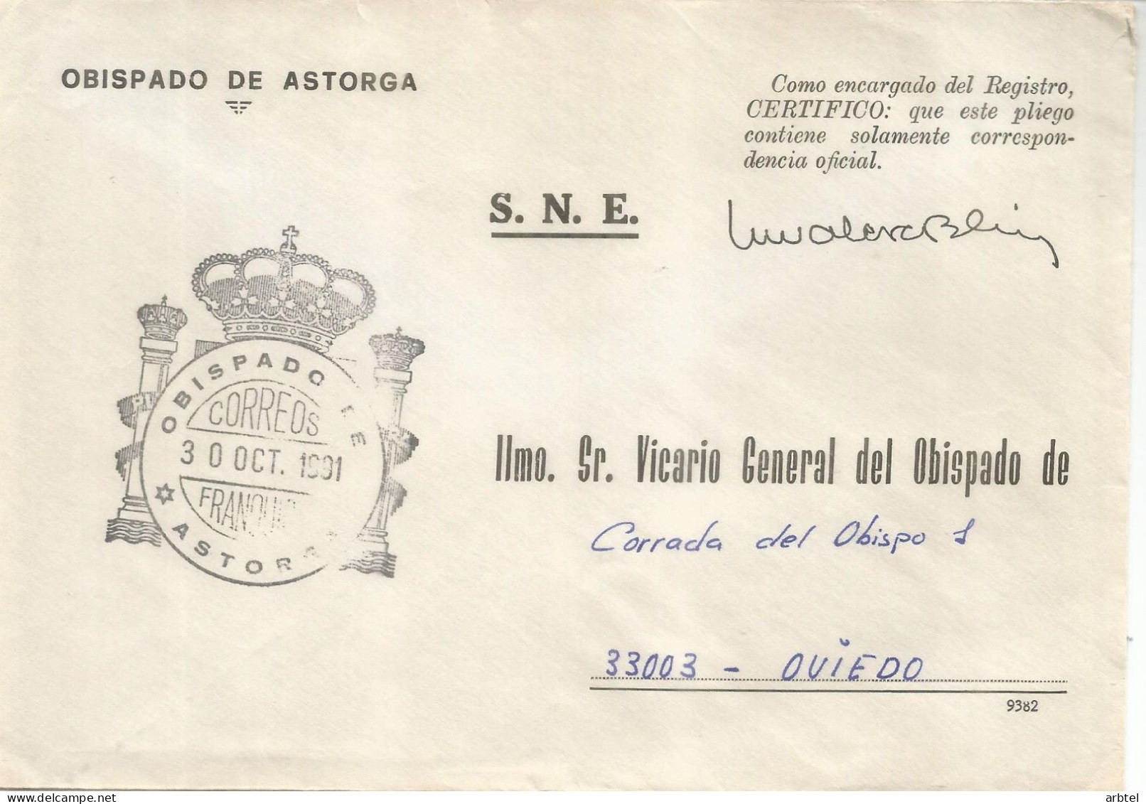 CC CON FRANQUICIA DE LA IGLESIA OBISPADO DE ASTORGA LEON - Postage Free