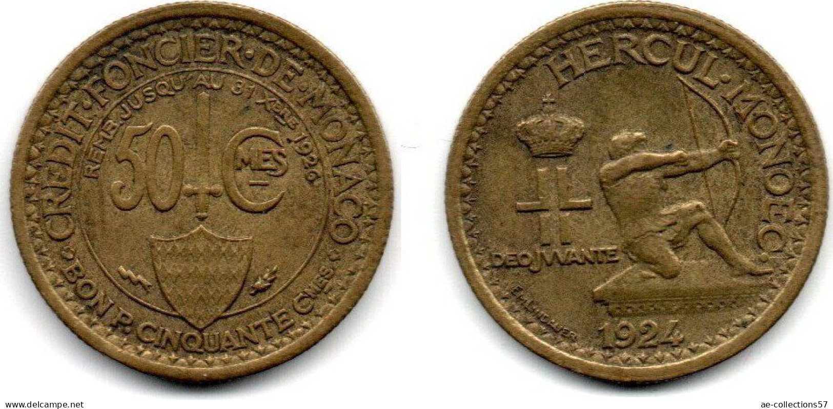 MA 33901 / Monaco 50 Centimes 1924 TTB - 1922-1949 Louis II