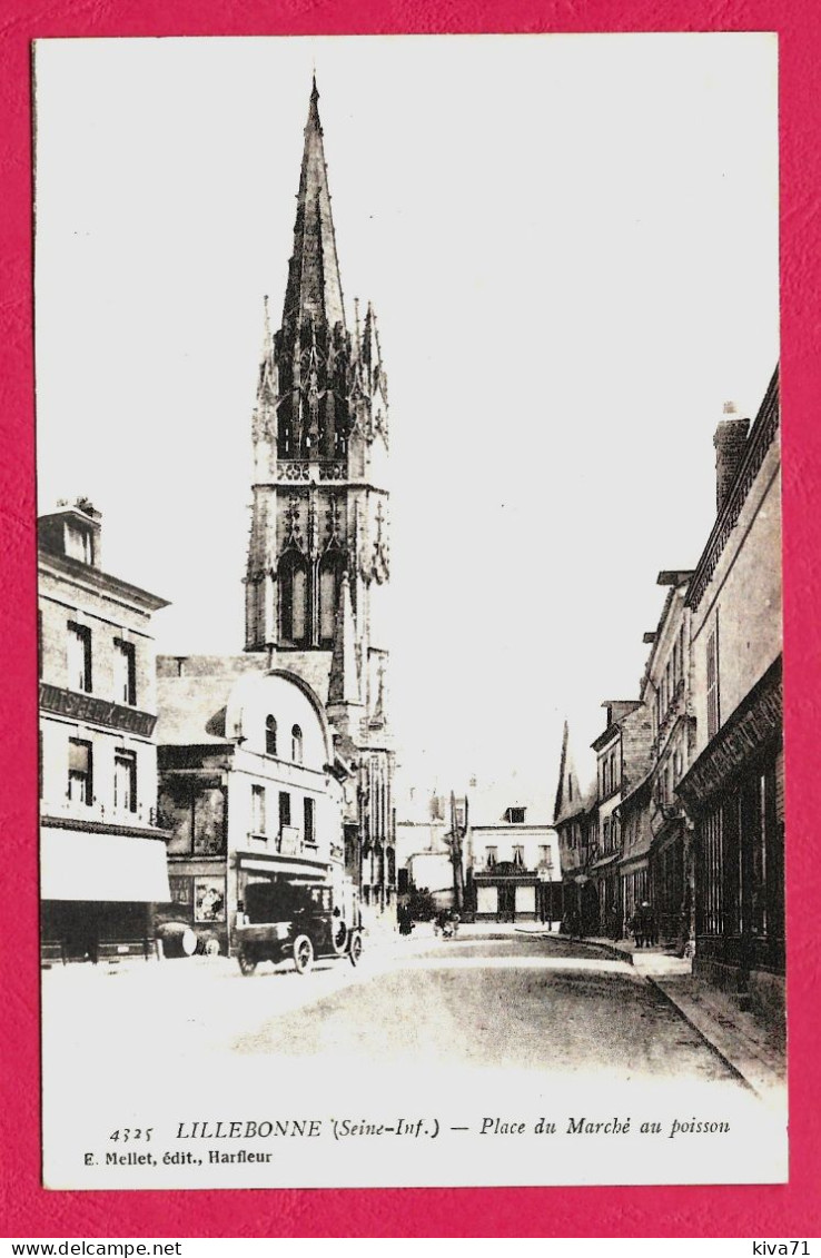 LILLEBONNE  " Place Du Marché Aux Poissons "   1904    Animée + Automobile - Lillebonne