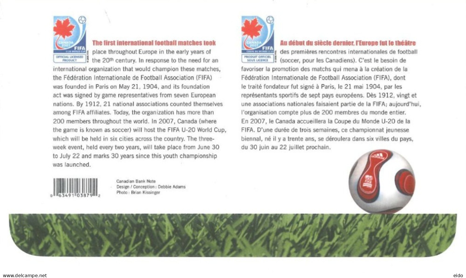 CANADA - 2007, FDC STAMPS OF FIFA U - 20 WORLD CUP , CANADA 2007, NOT USED. - Cartas & Documentos