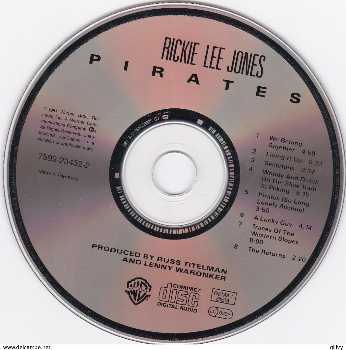 Album CD : RICKY LEE JONES : " Pirates " - Country & Folk