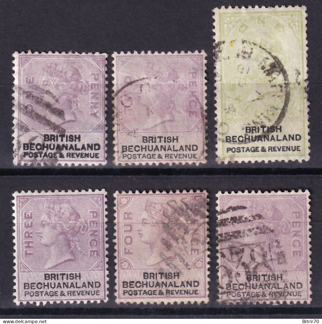 Bechuanaland, 1887  Y&T. 11, 12, 13, 14, 15, 16, - 1885-1895 Kronenkolonie