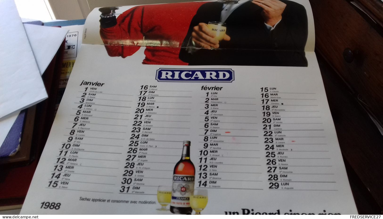 155/ CALENDRIER RICARD 1988 - Tamaño Grande : 1981-90