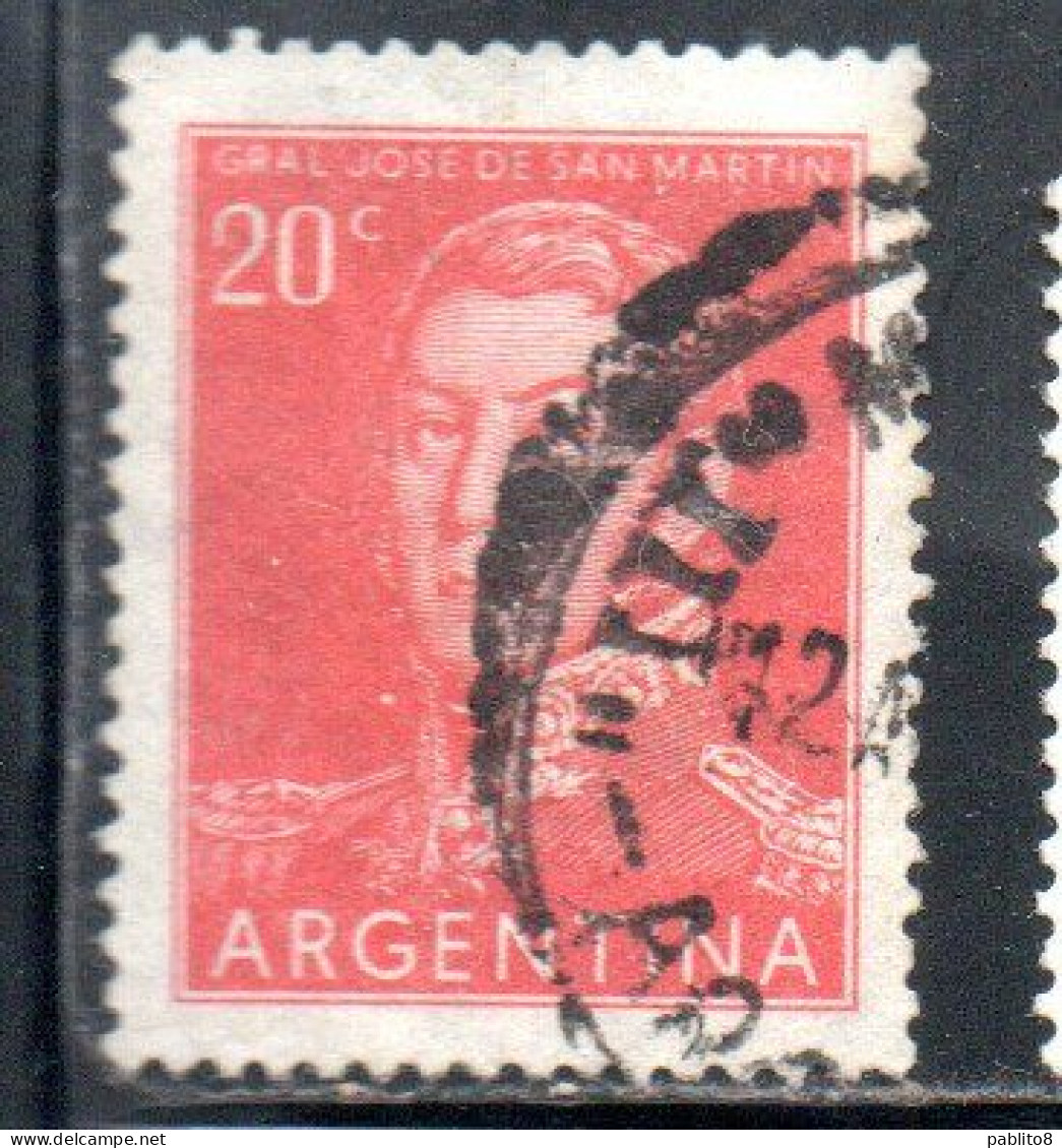 ARGENTINA 1954 1959 JOSE DE SAN MARTIN 20c USED USADO OBLITERE' - Gebraucht