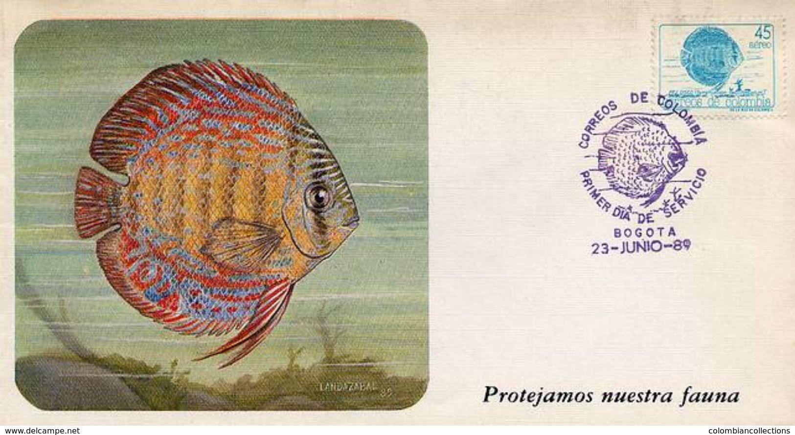 Lote 1781F, Colombia, 1989, SPD-FDC, Pez Disco, Disc Fish - Colombia