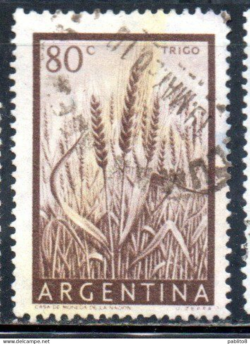 ARGENTINA 1954 1959 WHEAT 80c USED USADO OBLITERE' - Used Stamps