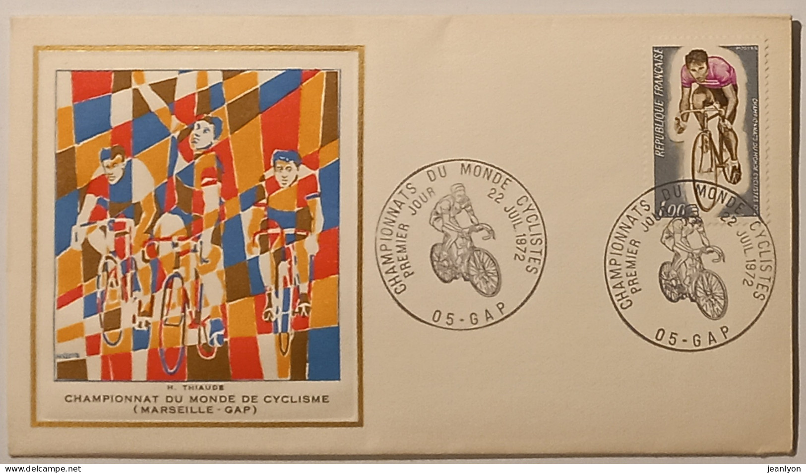 CYCLISME - Coureurs Vélo / Championnat Monde - MARSEILLE GAP - Document Philatélique Format Enveloppe Timbre Et Cachet - Ciclismo