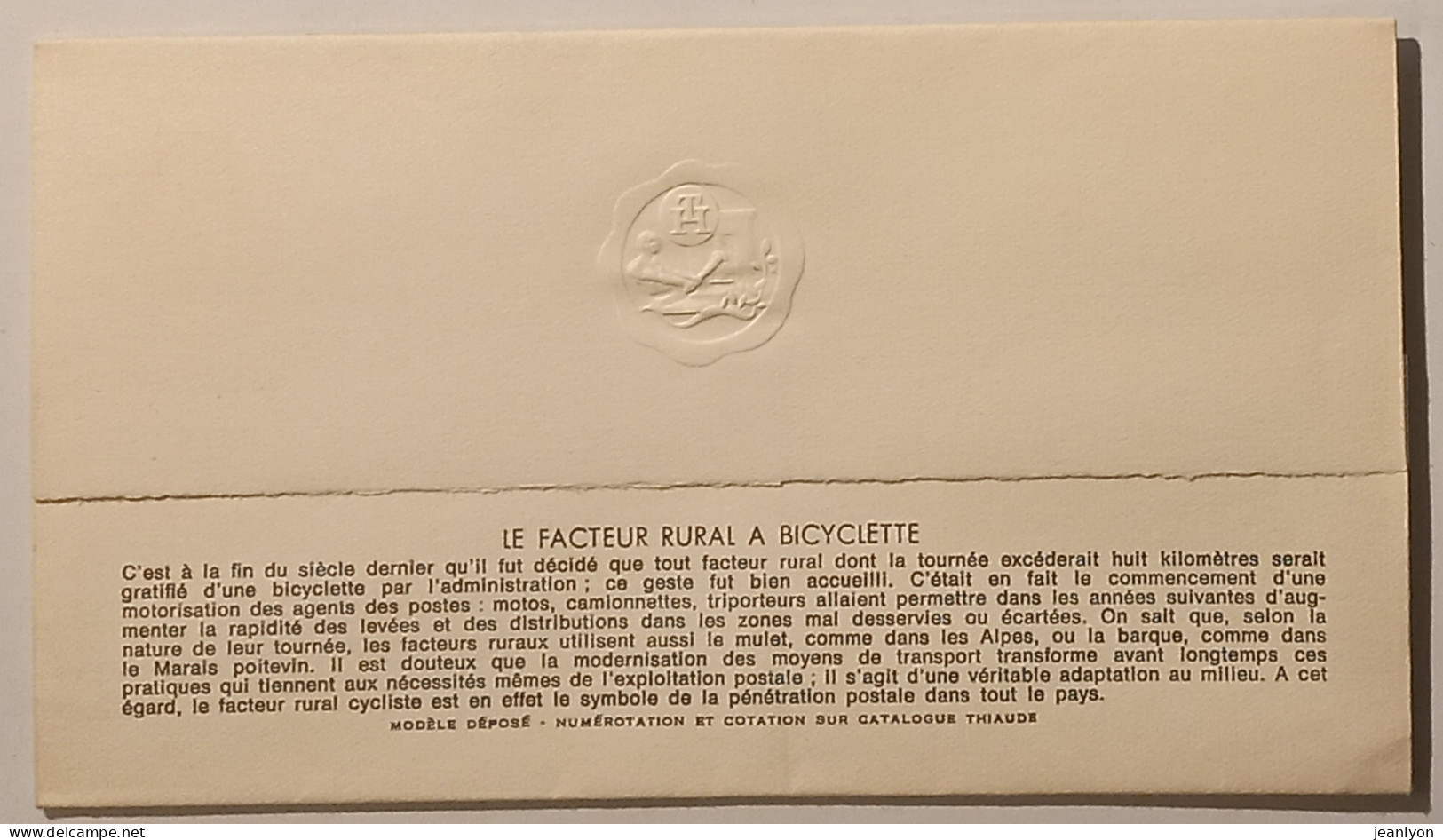 FACTEUR RURAL A BICYCLETTE / VELO - Journée Timbre 1972 - Document Philatélique Format Enveloppe Timbre Et Cachet - Post