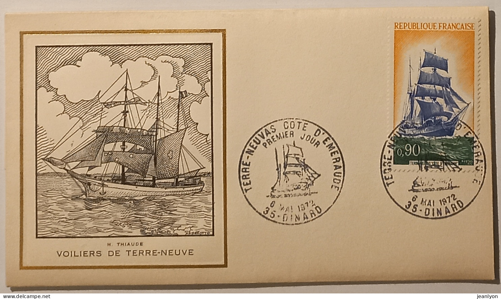 VOILIERS TERRE NEUVE / Bateau - Illustrateur Andreotto - Document Philatélique Format Enveloppe Timbre Cachet DINARD - Schiffe