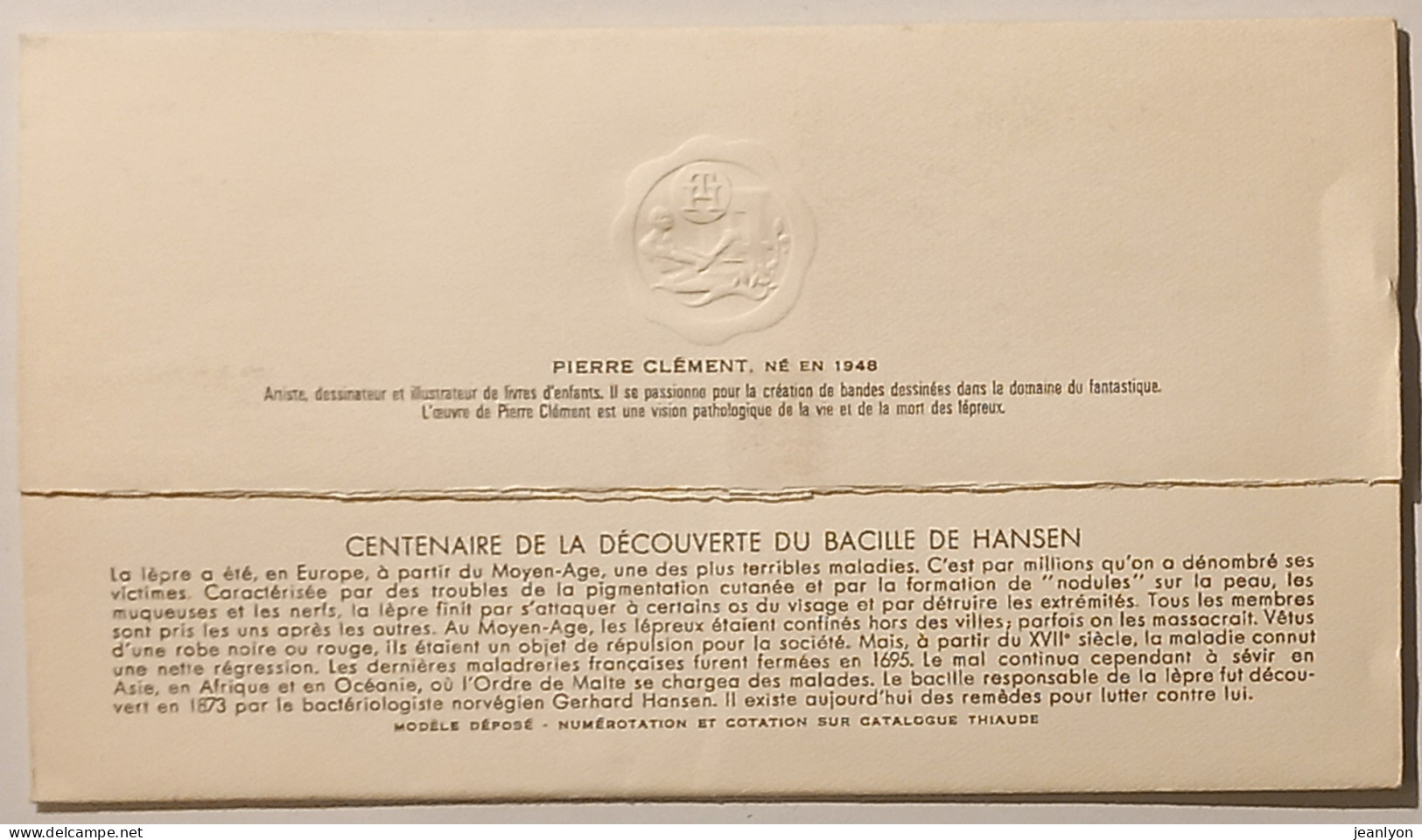 BACILLE DE LA LEPRE / HANSEN - Médecine - Illustrateur P. Clément - Document Philatélique Format Enveloppe Timbre Cachet - Médecine