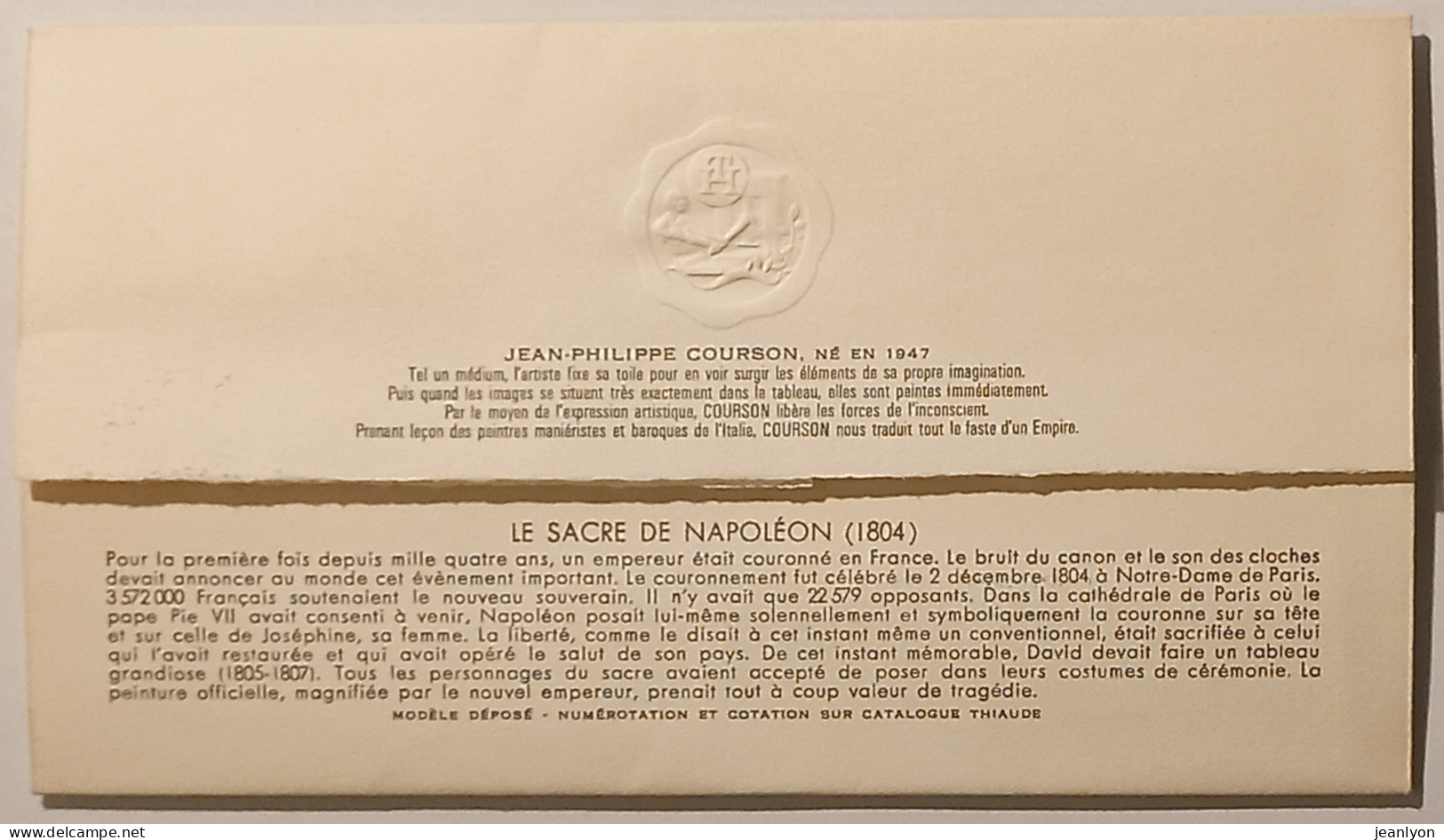 NAPOLEON - Sacre 1804 - Illustrateur JP Courson - Document Philatélique Format Enveloppe Timbre Cachet Paris 1973 - Napoleón