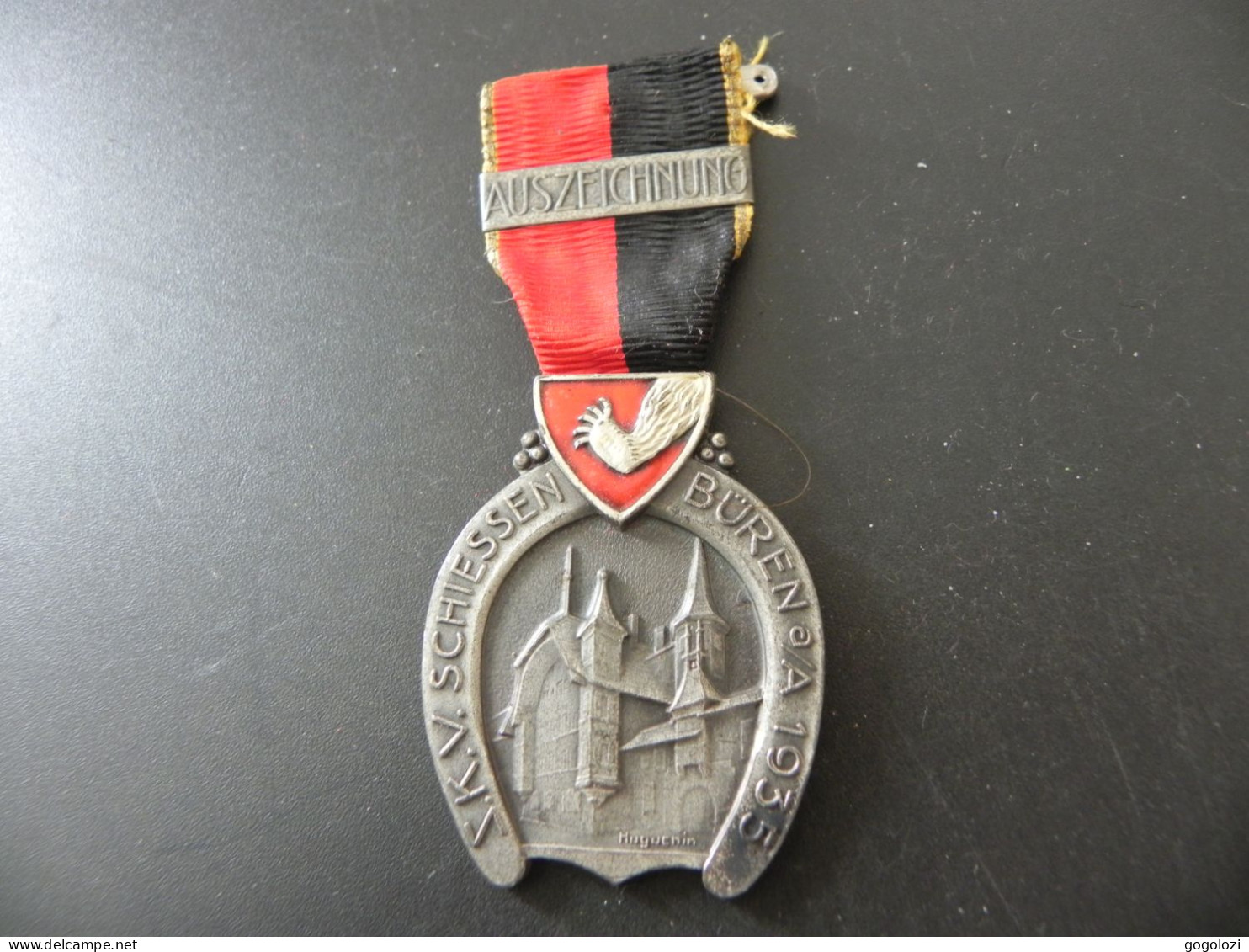 Shooting Medal - Medaille Schweiz Suisse Switzerland - Auszeichnung SKV Schiessen Büren An Der Aare 1935 - Altri & Non Classificati