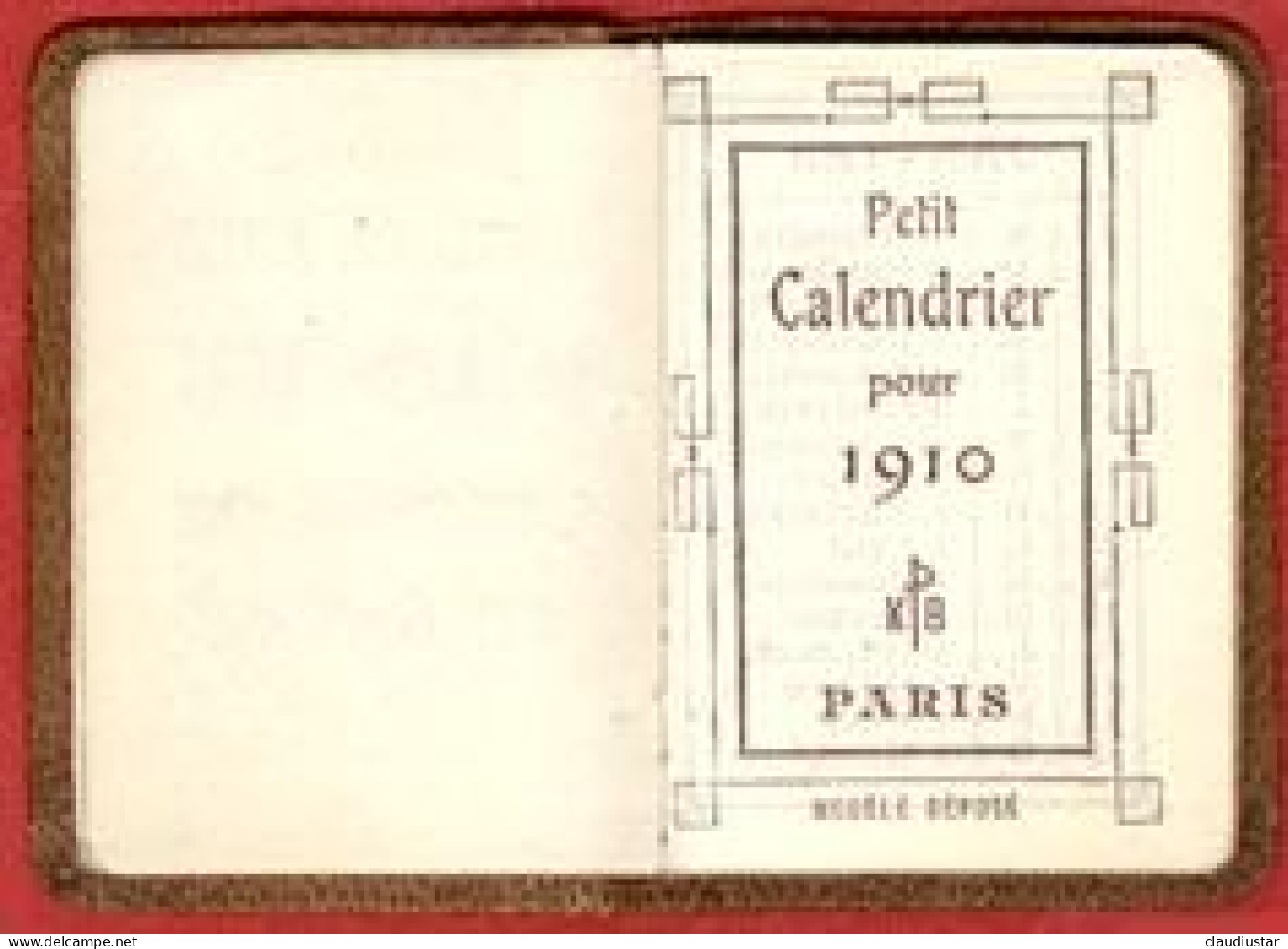 ** CALENDRIER  1910  -  BOYARD - OBERT  LE  HAVRE ** - Petit Format : 1901-20