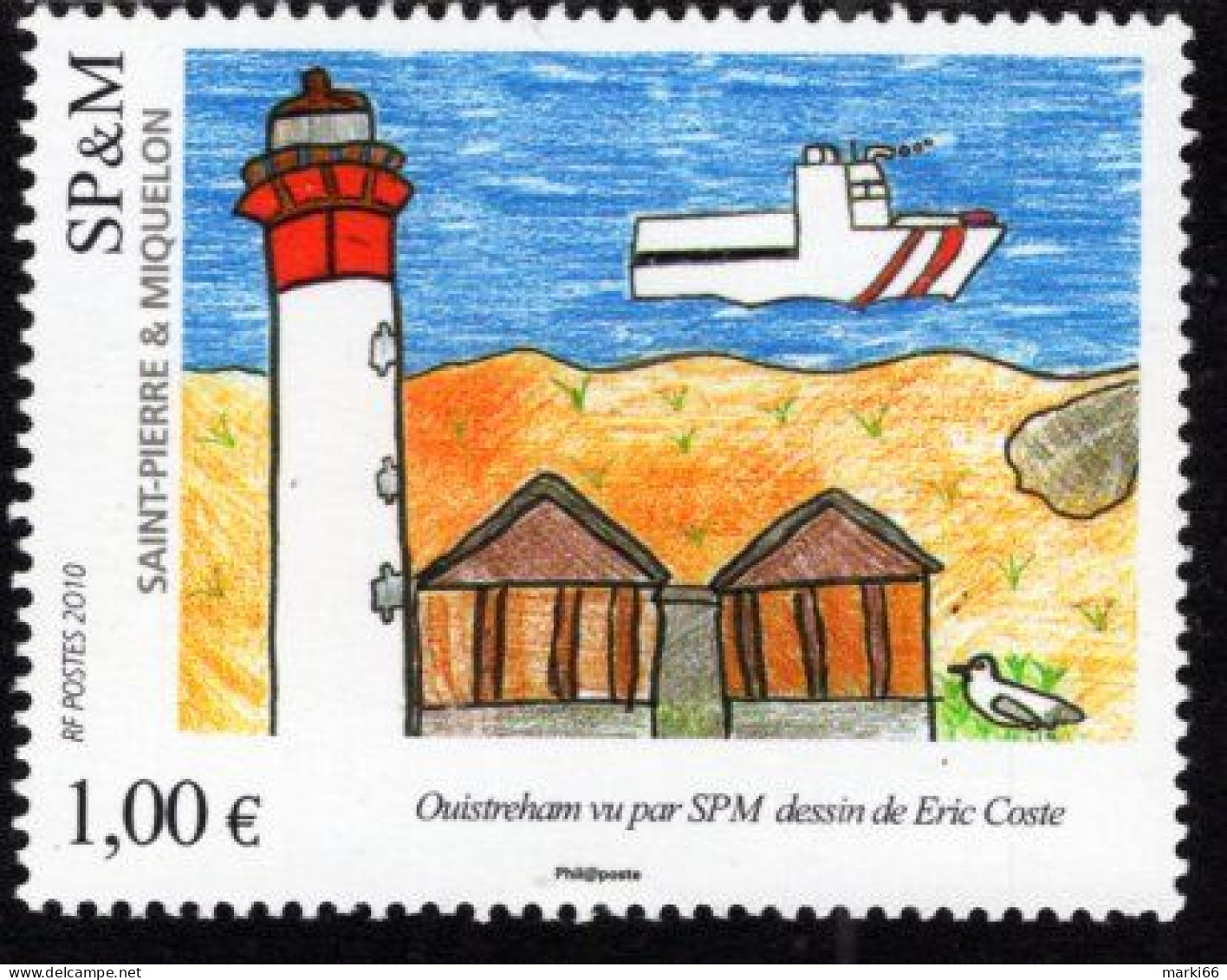 St. Pierre & Miquelon - 2010 - Ouistreham Lighthouse By Eric Coste - Mint Stamp - Unused Stamps