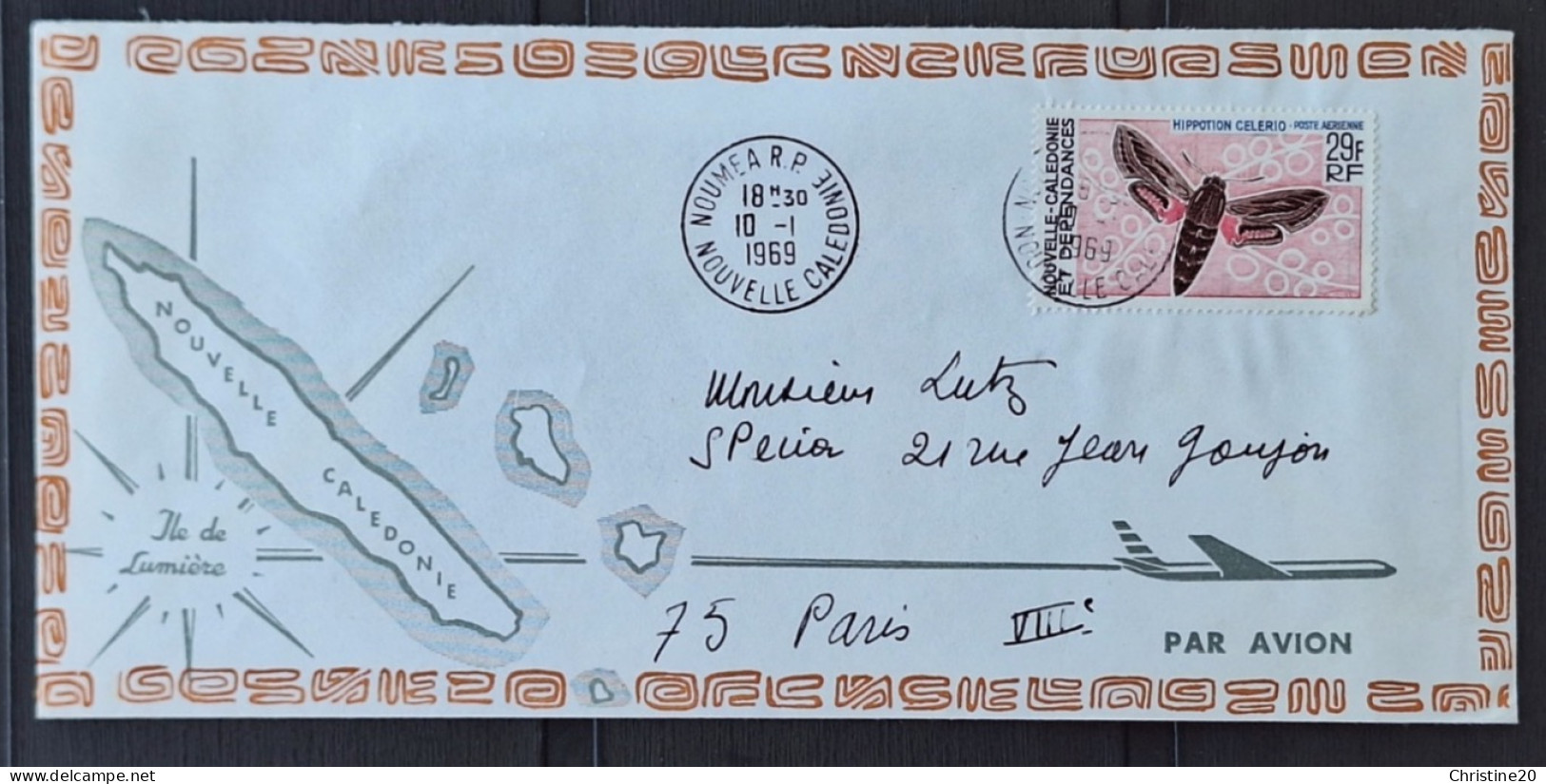 Nouvelle-Calédonie 1969 PA93 Ob Seul Sur Lettre TB - Storia Postale