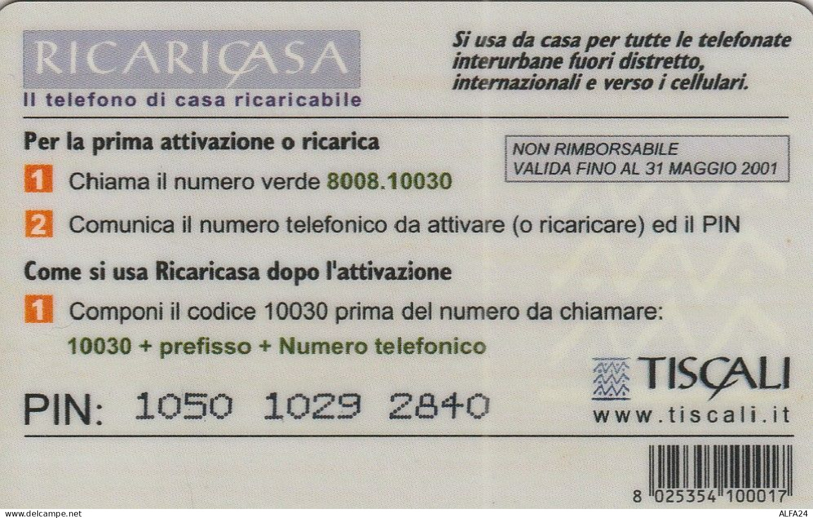 PREPAID PHONE CARD ITALIA TISCALI (CZ223 - Cartes GSM Prépayées & Recharges