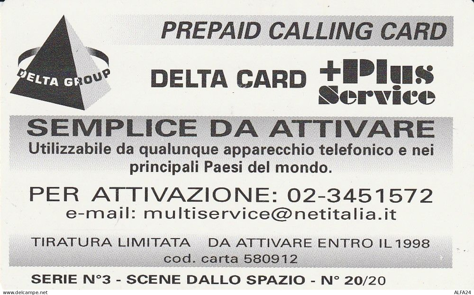 PREPAID PHONE CARD ITALIA  (CZ218 - Cartes GSM Prépayées & Recharges