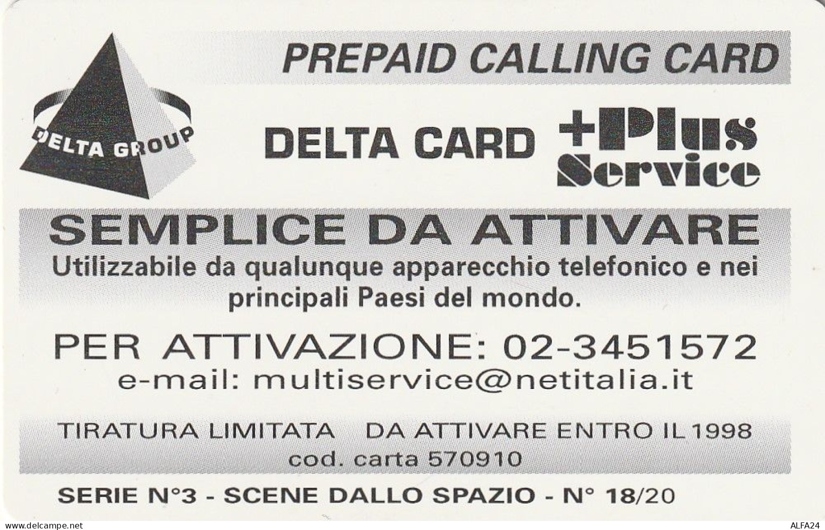 PREPAID PHONE CARD ITALIA  (CZ214 - Cartes GSM Prépayées & Recharges