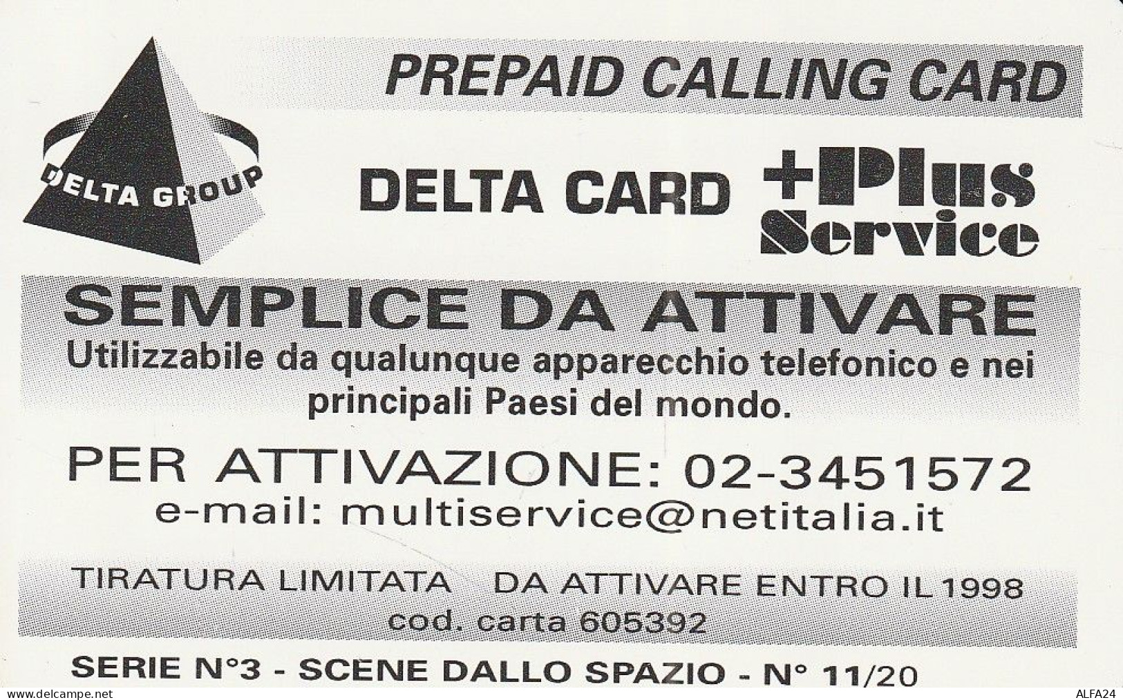 PREPAID PHONE CARD ITALIA  (CZ209 - Cartes GSM Prépayées & Recharges