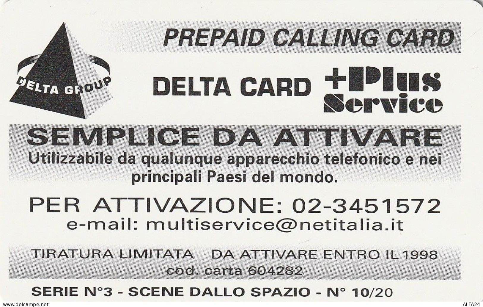 PREPAID PHONE CARD ITALIA  (CZ208 - Cartes GSM Prépayées & Recharges