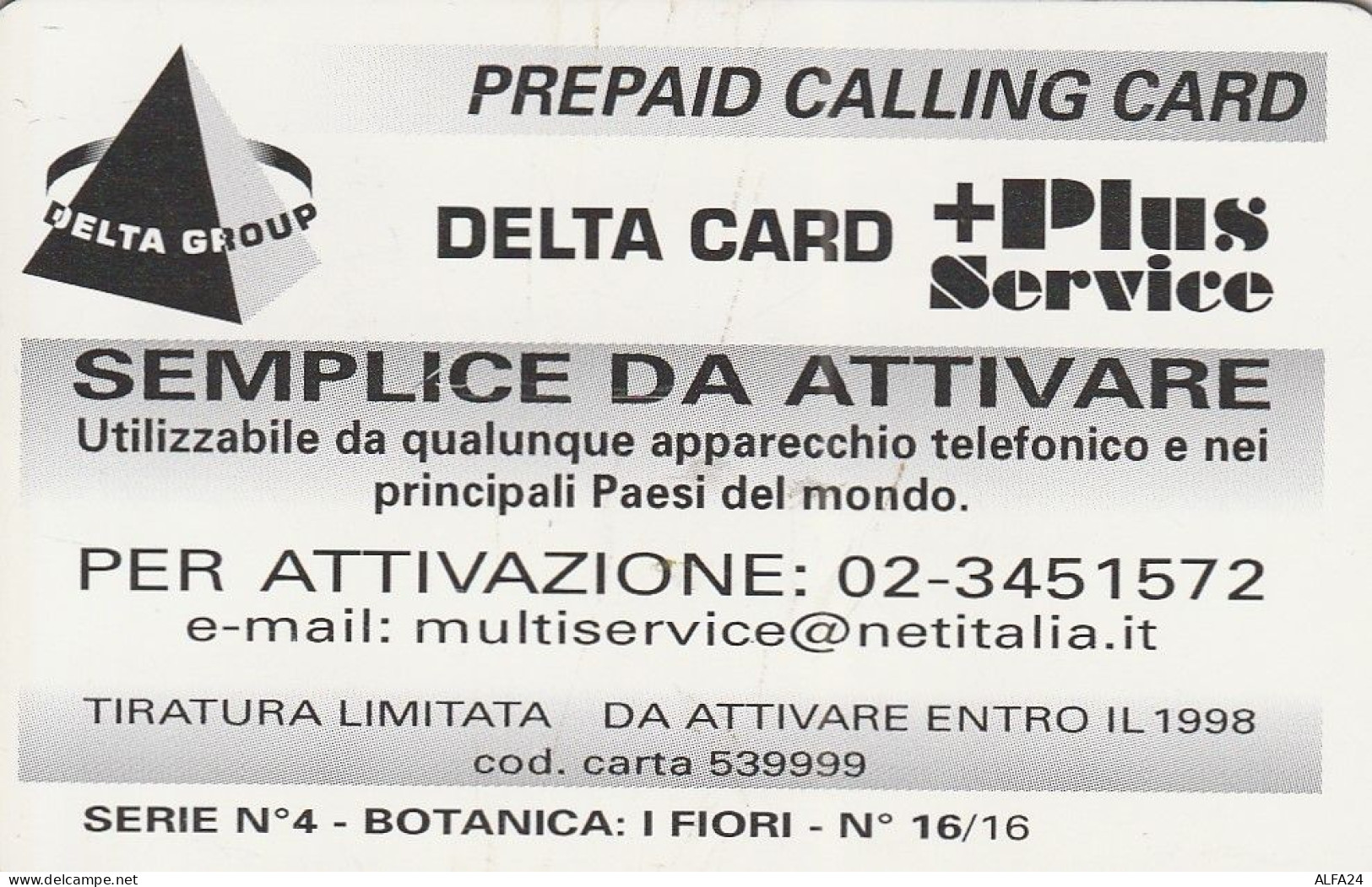 PREPAID PHONE CARD ITALIA  (CZ199 - Cartes GSM Prépayées & Recharges