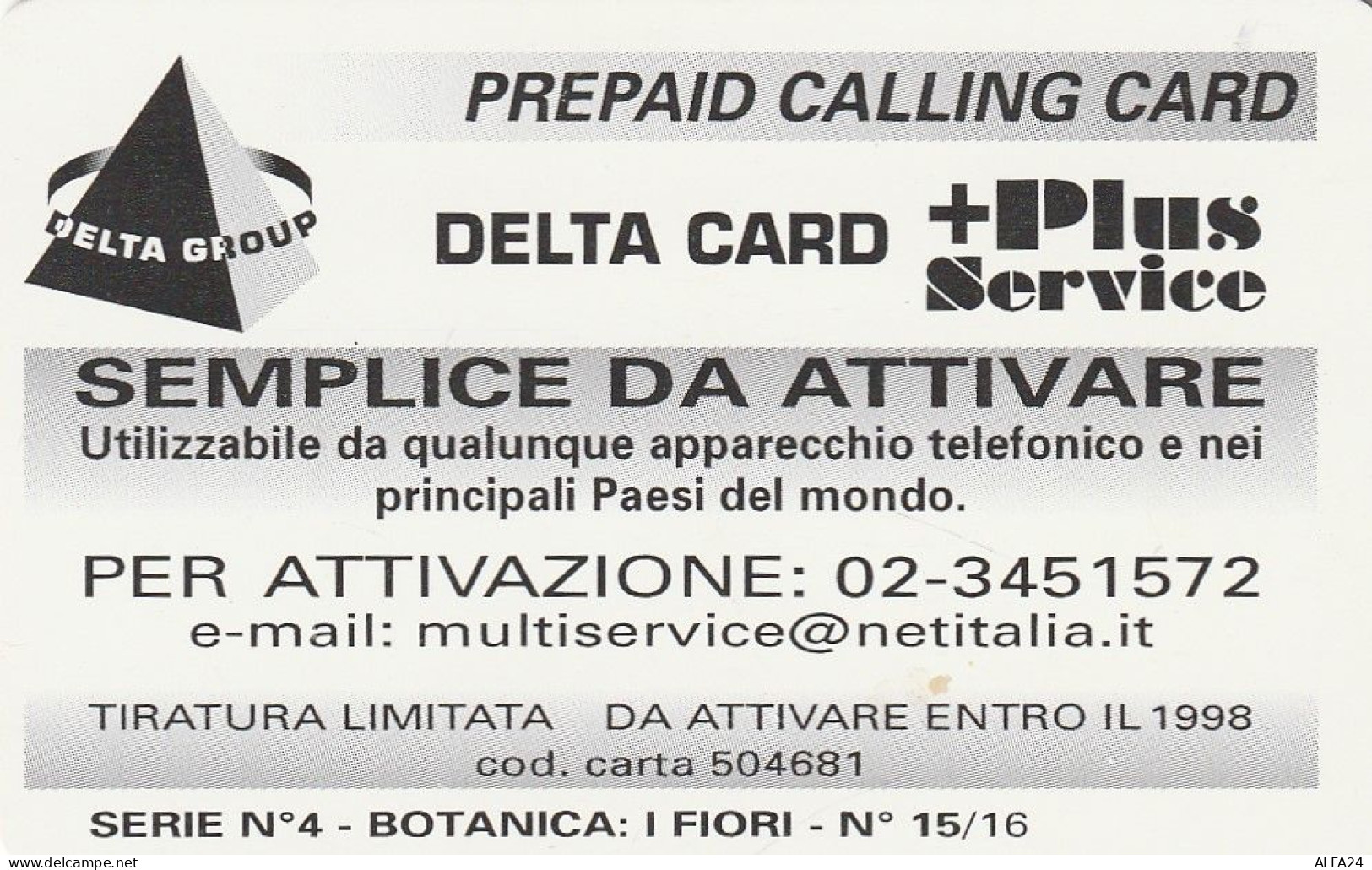 PREPAID PHONE CARD ITALIA  (CZ198 - Schede GSM, Prepagate & Ricariche