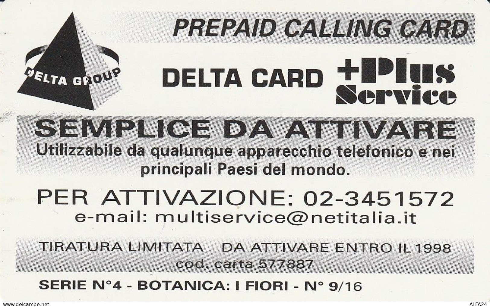 PREPAID PHONE CARD ITALIA  (CZ194 - Cartes GSM Prépayées & Recharges